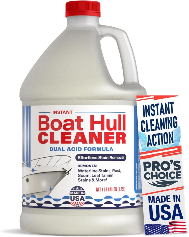 Escentile [1 Galllon] Instant Boat Hull Cleaner - Made in USA - Powerful Dual Acid Formula Easily Removes Scum Lines, Rust Stains, Hard Waterlines, & More from Fiberglass, Gelcoat & Painted Boat Surfaces - Image 1